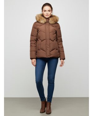 Dámska krátka prešívaná bunda hnedá