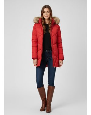 Dámska prešívaná zimná bunda s kapucňou vínová