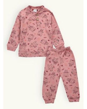 Detské rebrované pyžamo ZAJAČIKY staroružové