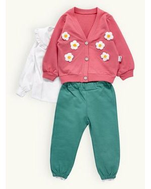 Detská súprava MARGARÉTKA staroružovo-zelená