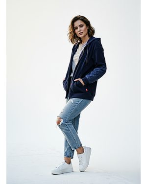 Dámska voľná mikina s kapucňou tmavomodrá