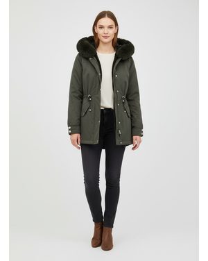 Dámska zimná bunda s kožušinou khaki