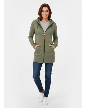 Predĺžená bodkovaná mikina khaki