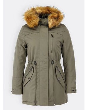 Dámská zimní bunda s kapucí khaki