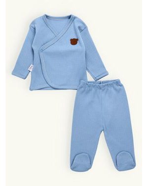 Dojčenské rebrované pyžamo svetlomodré