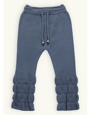 Detské elegantné pletené tepláky pastelovomodré