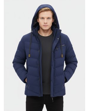 Pánska zimná bunda s kapucňou tmavomodrá