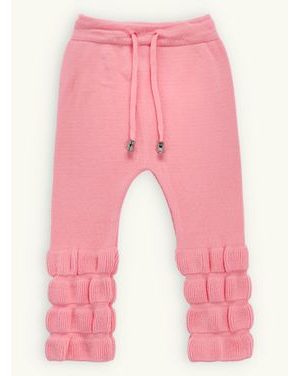 Detské elegantné pletené tepláky púdrové