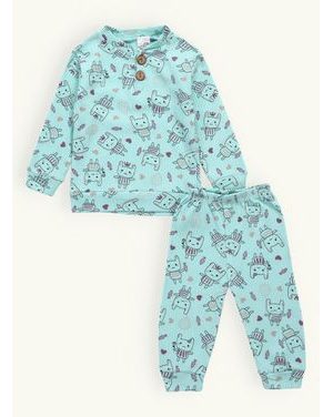 Detské rebrované pyžamo ZAJAČIKY zelené