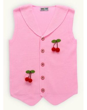 Detská pletená vesta ČEREŠNIČKA ružová