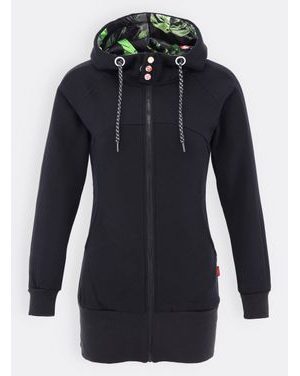 Čierna mikina s kvetinovou kapucňou