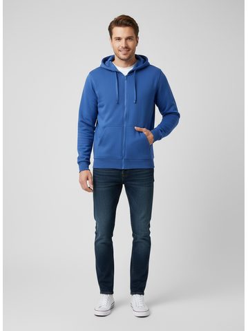 Pánská mikina s kapucí bez potisku modrá