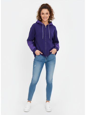 Dámská volná mikina s kapucí fialová