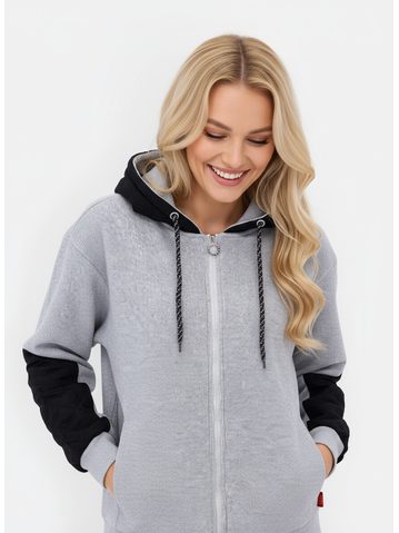 Dámská volná mikina s kapucí světle šedá