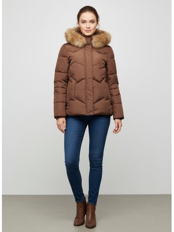 Dámska krátka prešívaná bunda hnedá