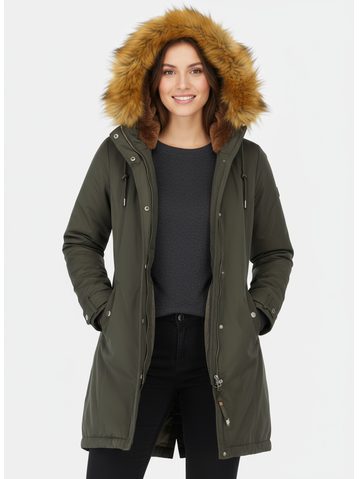 Zateplená dámska zimná bunda khaki