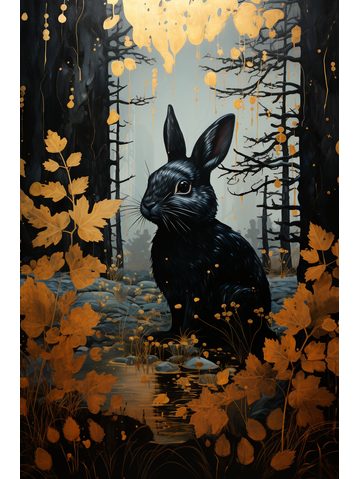 Čierny zajac v lese