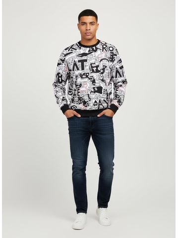 Pánská mikina s kapucí s barevným potiskem černo-bíla