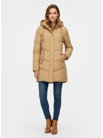 Dámska zimná bunda s kožušinovou podšívkou béžová