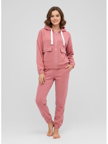 Dámska rebrovaná tepláková súprava ružová