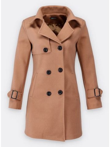 Krátký dámský kabát světle hnědý