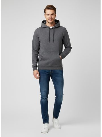 Pánská mikina s kapucí a klokaní kapsou grafitová