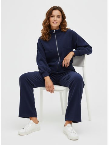 Dámska tepláková súprava crop top tmavomodrá