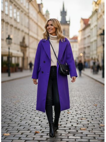 Dámský oversize kabát fialový