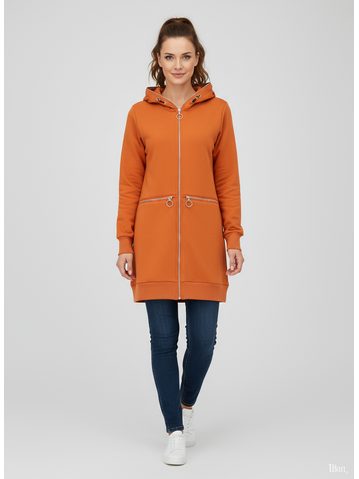 Cihlová dlouhá dámská mikina