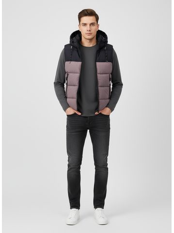 Pánská prošívaná vesta hnědá šedá