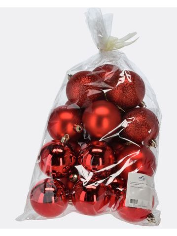 Červené vianočné gule vo vrecúšku