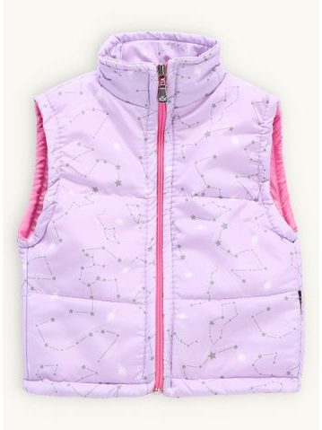 Dětská prošívaná vesta SOUHVĚZDÍ fialovo-růžová