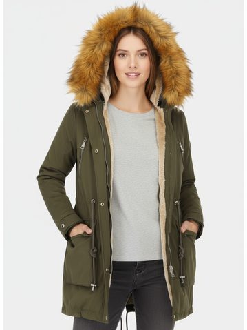 Parka s odepínatelným futrem khaki