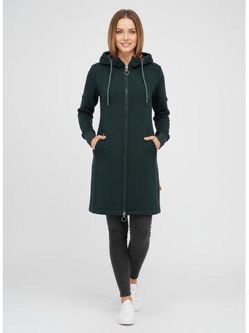 Dámska predĺžená mikina s kapucňou tmavozelená