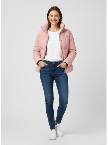 Dámska krátka zimná bunda púdrová