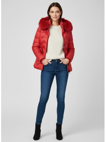 Dámská prošívaná zimní bunda červená