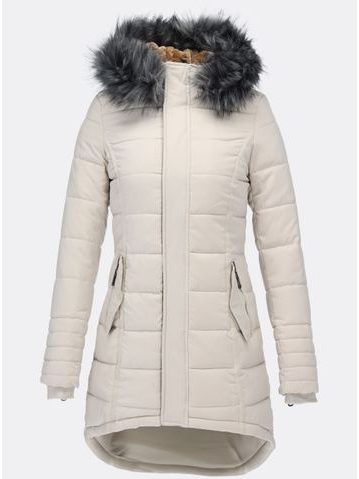 Dámska zimná bunda s kožušinou krémová