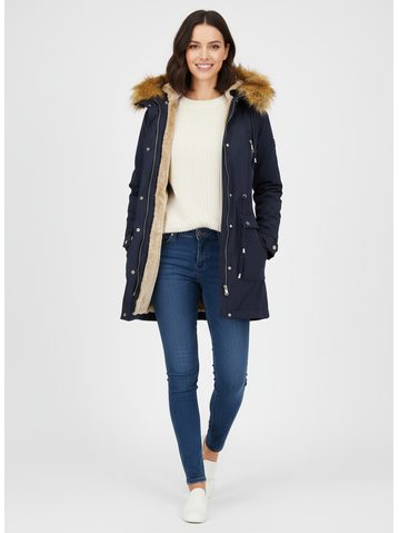Parka s odopínateľným futrom tmavomodrá