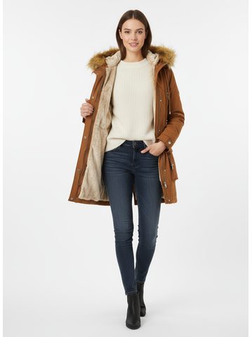 Parka s odopínateľným futrom hnedá