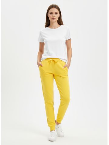 Dámske tepláky bez potlače žlté