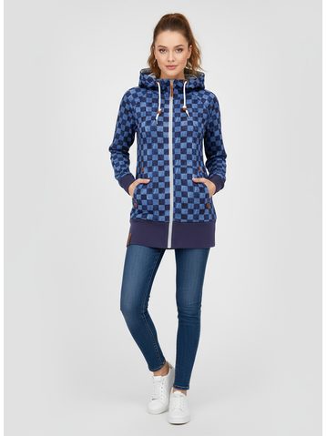 Tmavě modrá mikina se vzorem šachovnice