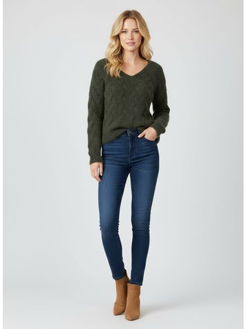 Dámský véčkový svetr lesklý tmavě zelený