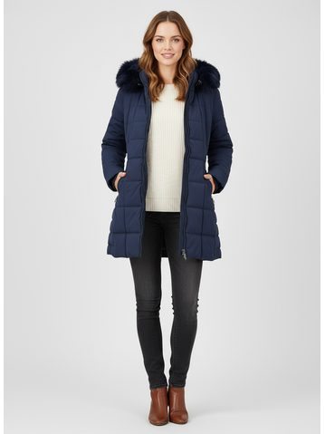 Dámska prešívaná bunda tmavomodrá