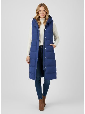 Dámska vesta s kapucňou tmavomodrá