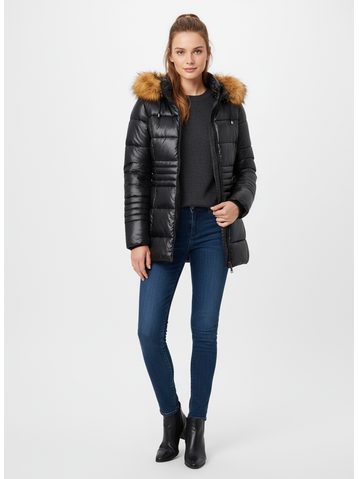 Dámska lesklá prešívaná bunda čierna