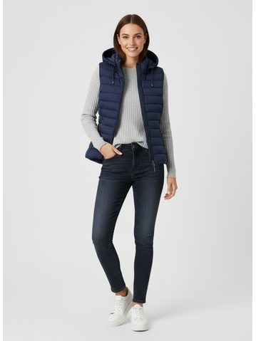 Dámská krátká prošívaná vesta tmavě modrá