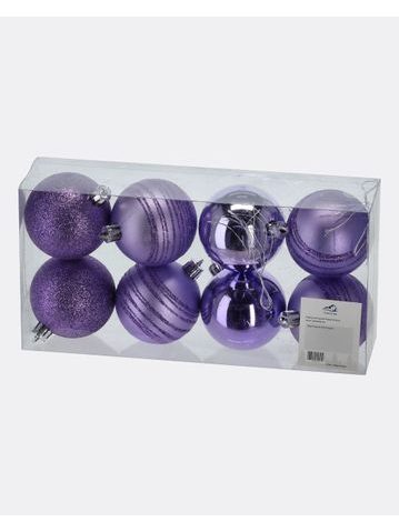 Fialové vianočné gule v krabičke