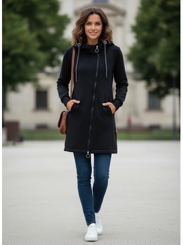 Prodloužená mikina s kapucí černá