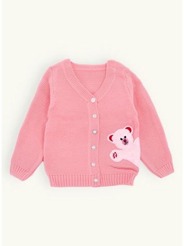 Detský sveter s medvedíkom ružový