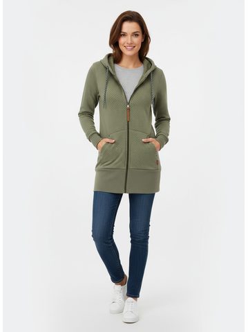 Prodloužená tečkovaná mikina khaki